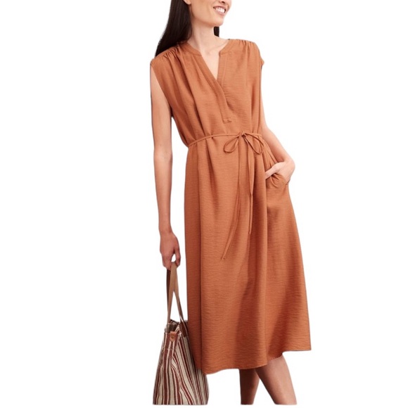 BANANA REPUBLIC Black Crepe Midi Dress - Picture 2 of 7